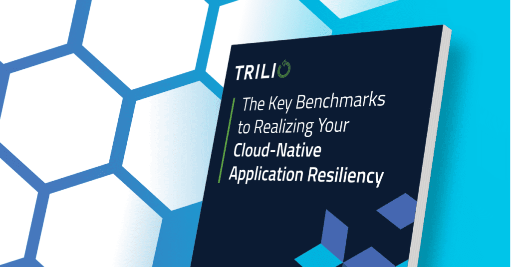 A header image with hexagons and a book cover that talks about the key benchmarks to realizing your cloud-native application resiliency.