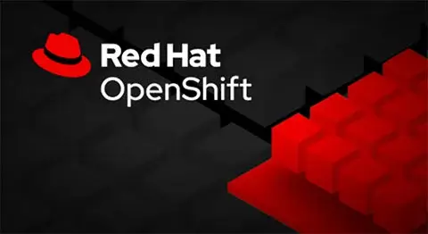 A logo of Redhat Openshift logo with a black background.