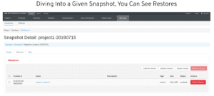 A screenshot of diving into the given snapshot, where you see all the restores