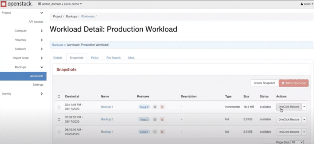 One-click restore of the previously deleted VMs 