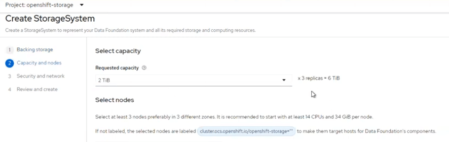 Selecting cluster nodes for ODF installation