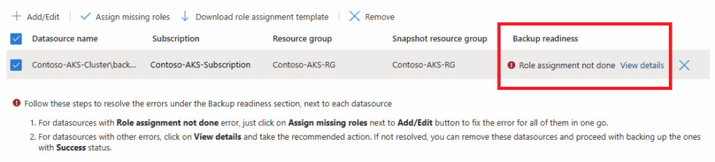  Validating the role assignment of the snapshot resource group (source)