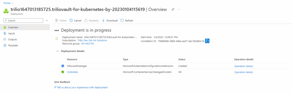 Using Trilio Vault to backup an AKS cluster (source)